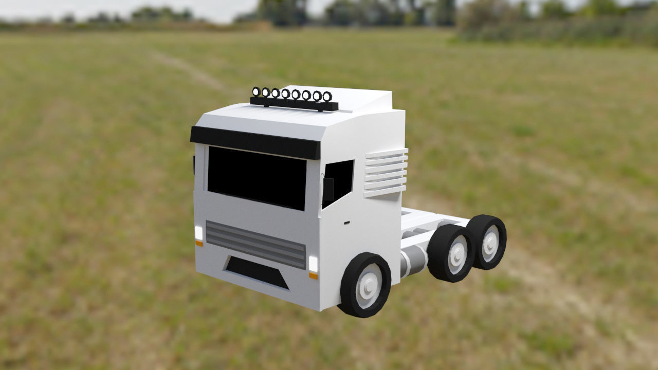 Low Poly Vehicles ambulance in field Free low-poly 3D model_6