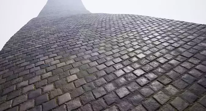 Procedural cobblestone material Low-poly 3D model
