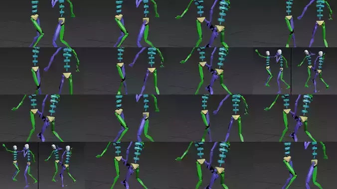 dance 2 skeletons 3D Model Collection