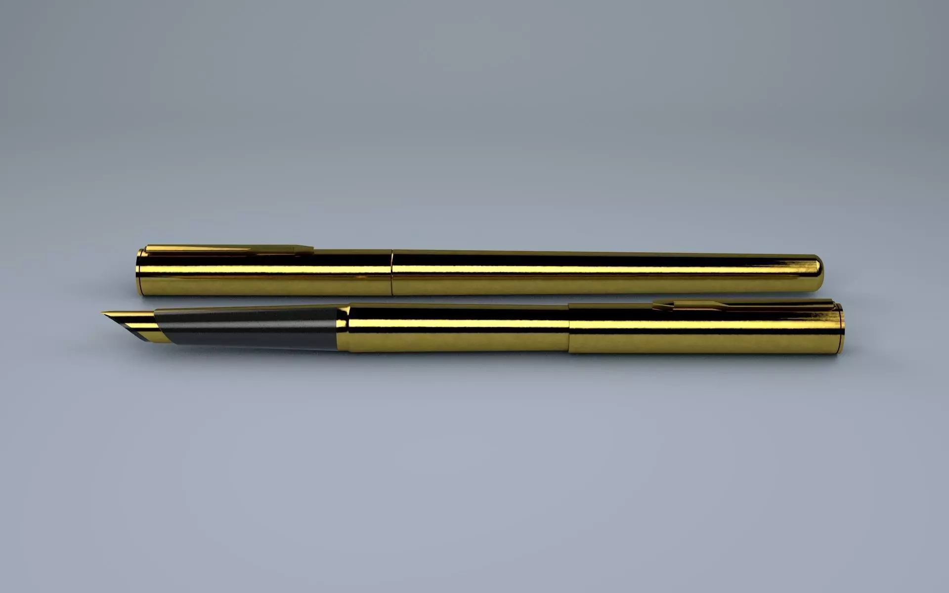 Gold Parker Fountain Pen Free 3D model_0