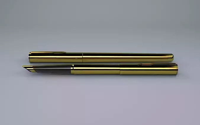 Gold Parker Fountain Pen Free 3D model