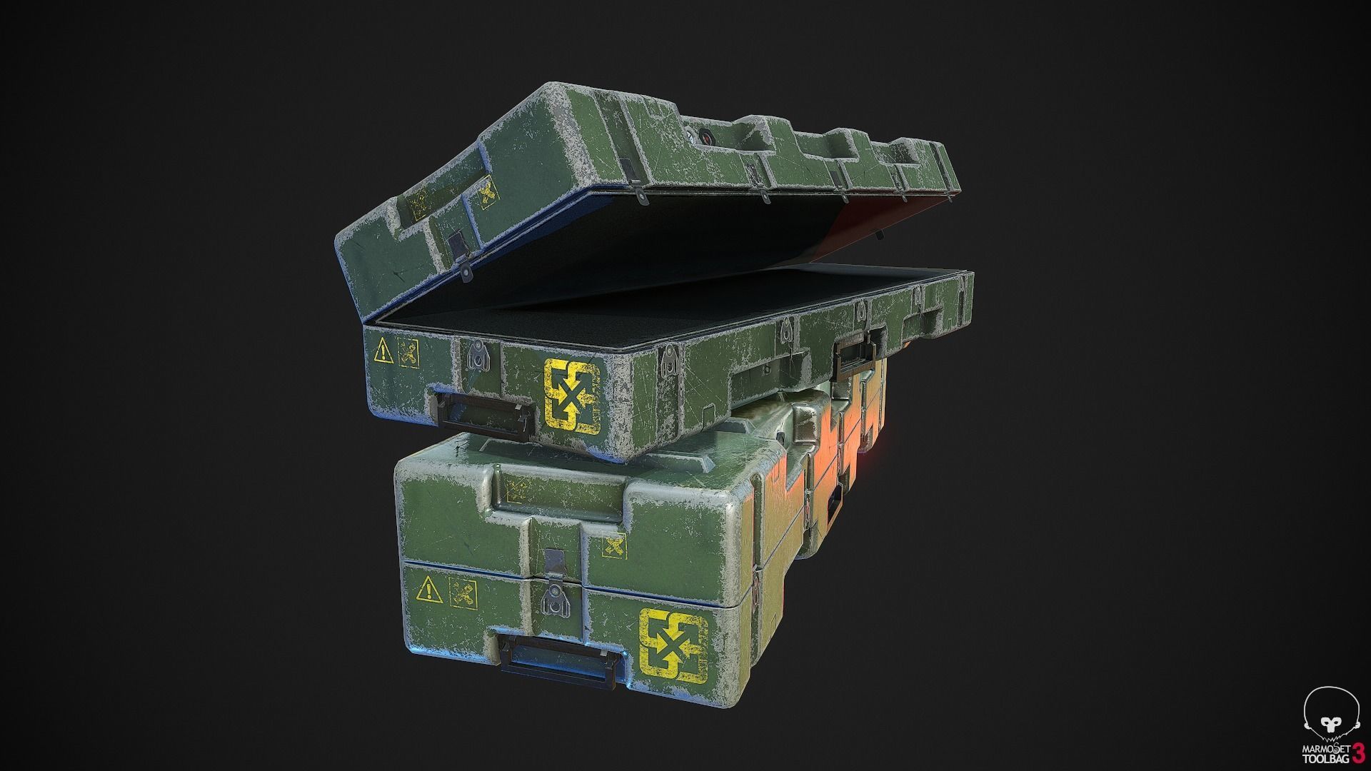Military Weapon Supplies Crate - Gun pelican case Low-poly 3D model_5
