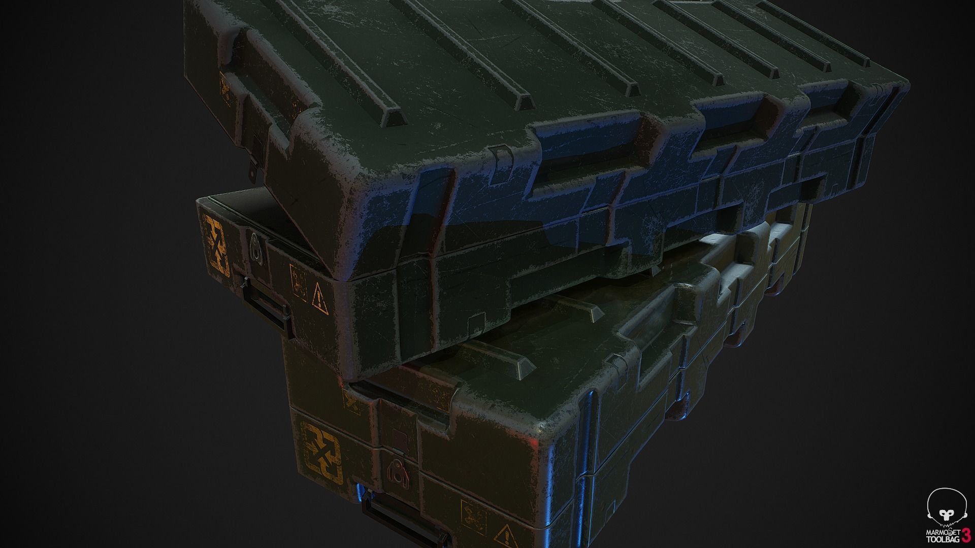 Military Weapon Supplies Crate - Gun pelican case Low-poly 3D model_16