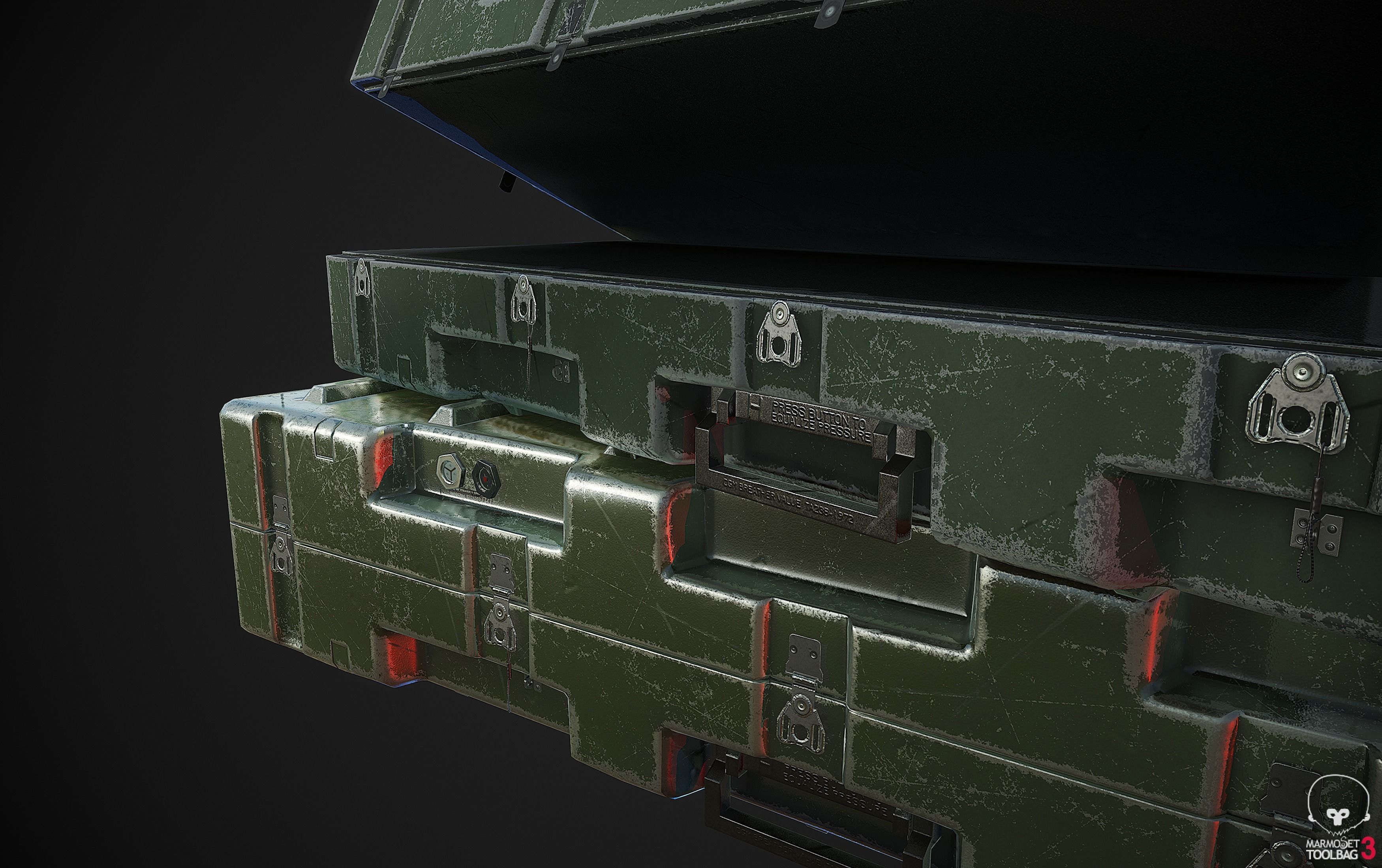 Military Weapon Supplies Crate - Gun pelican case Low-poly 3D model_3