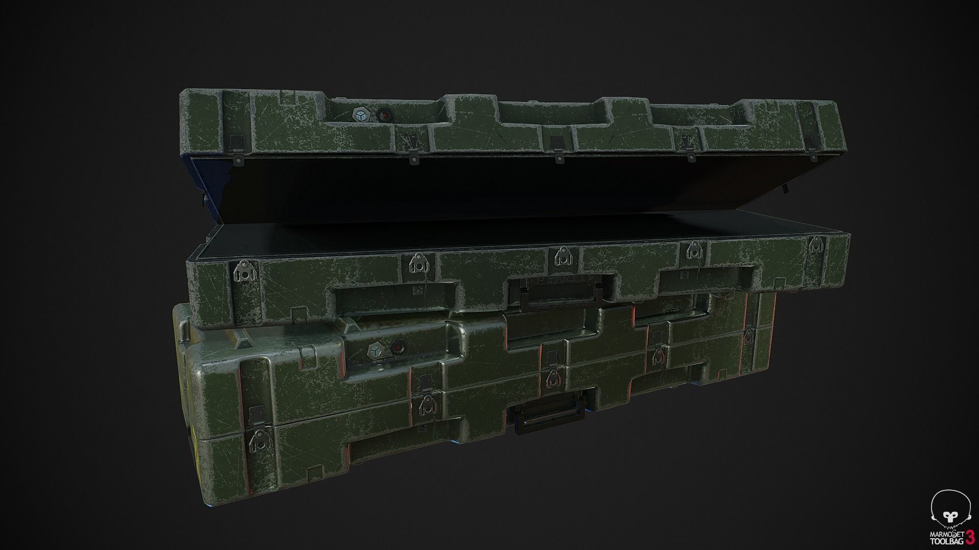 Military Weapon Supplies Crate - Gun pelican case Low-poly 3D model_14