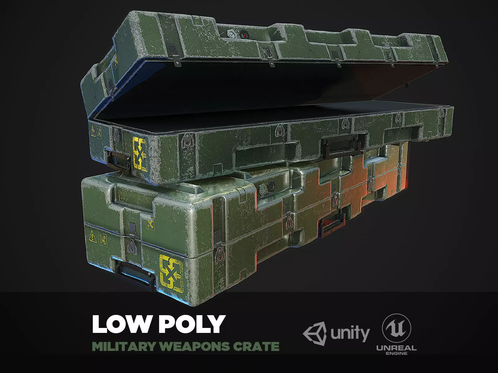 Military Weapon Supplies Crate - Gun pelican case Low-poly 3D model_0