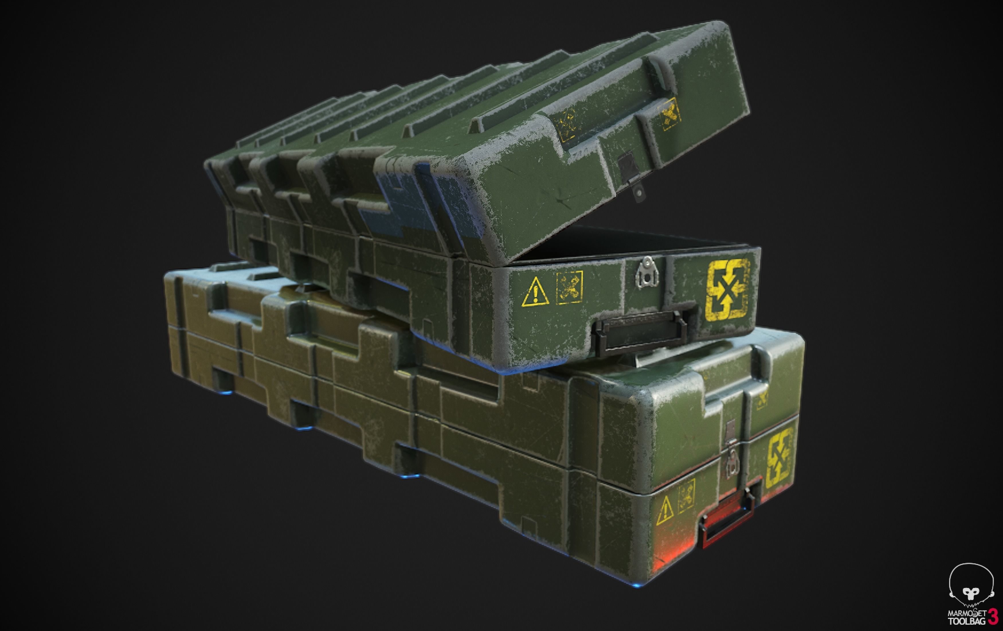 Military Weapon Supplies Crate - Gun pelican case Low-poly 3D model_2