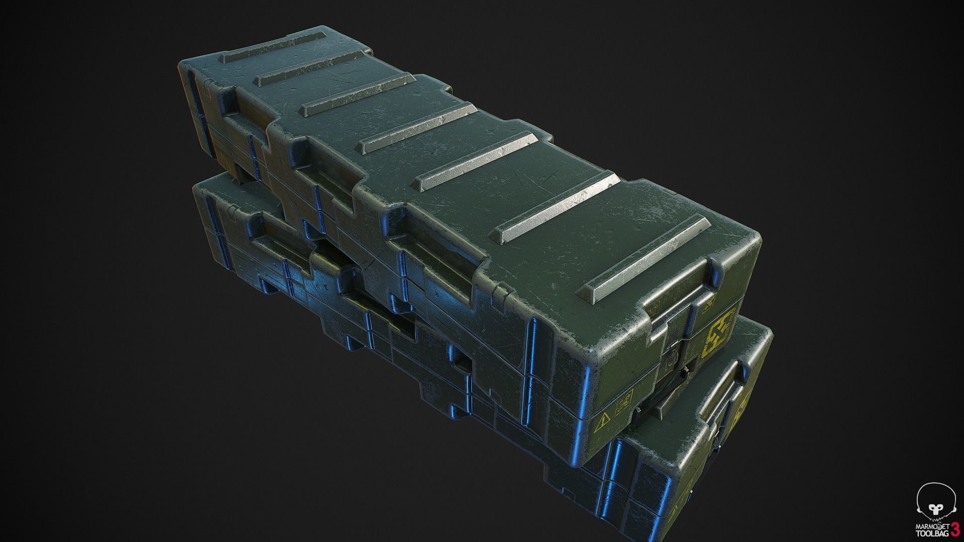 Military Weapon Supplies Crate - Gun pelican case Low-poly 3D model_12