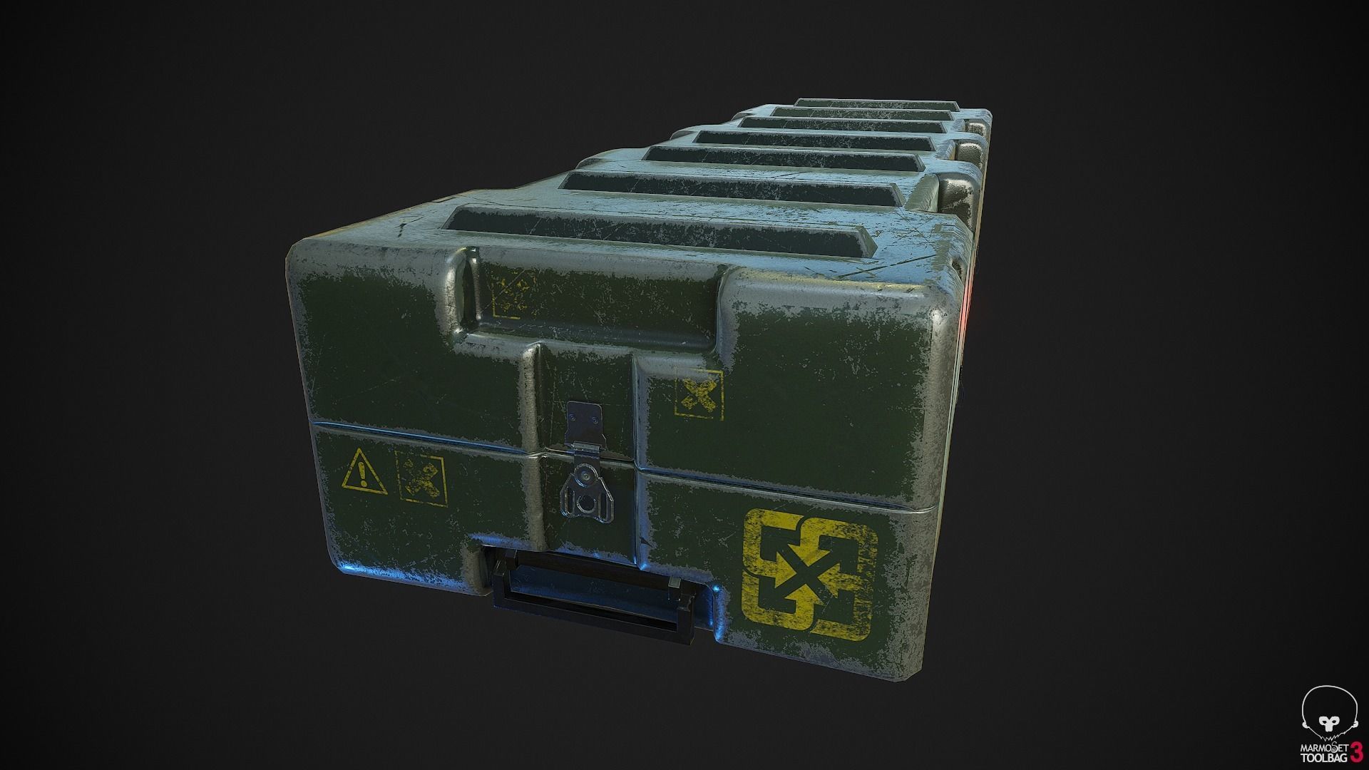 Military Weapon Supplies Crate - Gun pelican case Low-poly 3D model_8