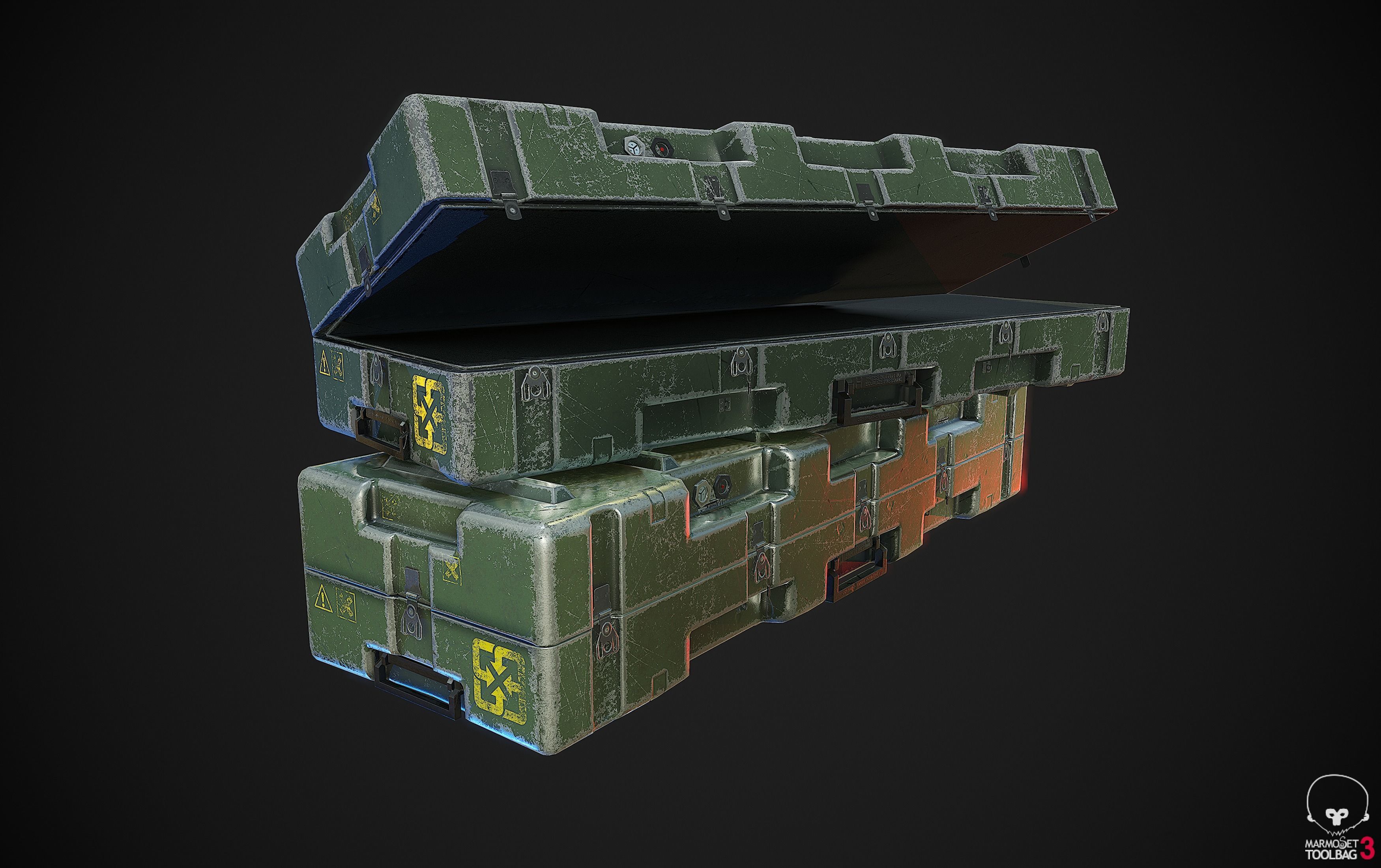 Military Weapon Supplies Crate - Gun pelican case Low-poly 3D model_9