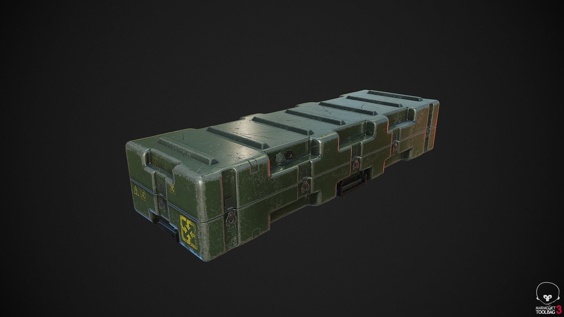 Military Weapon Supplies Crate - Gun pelican case Low-poly 3D model_6