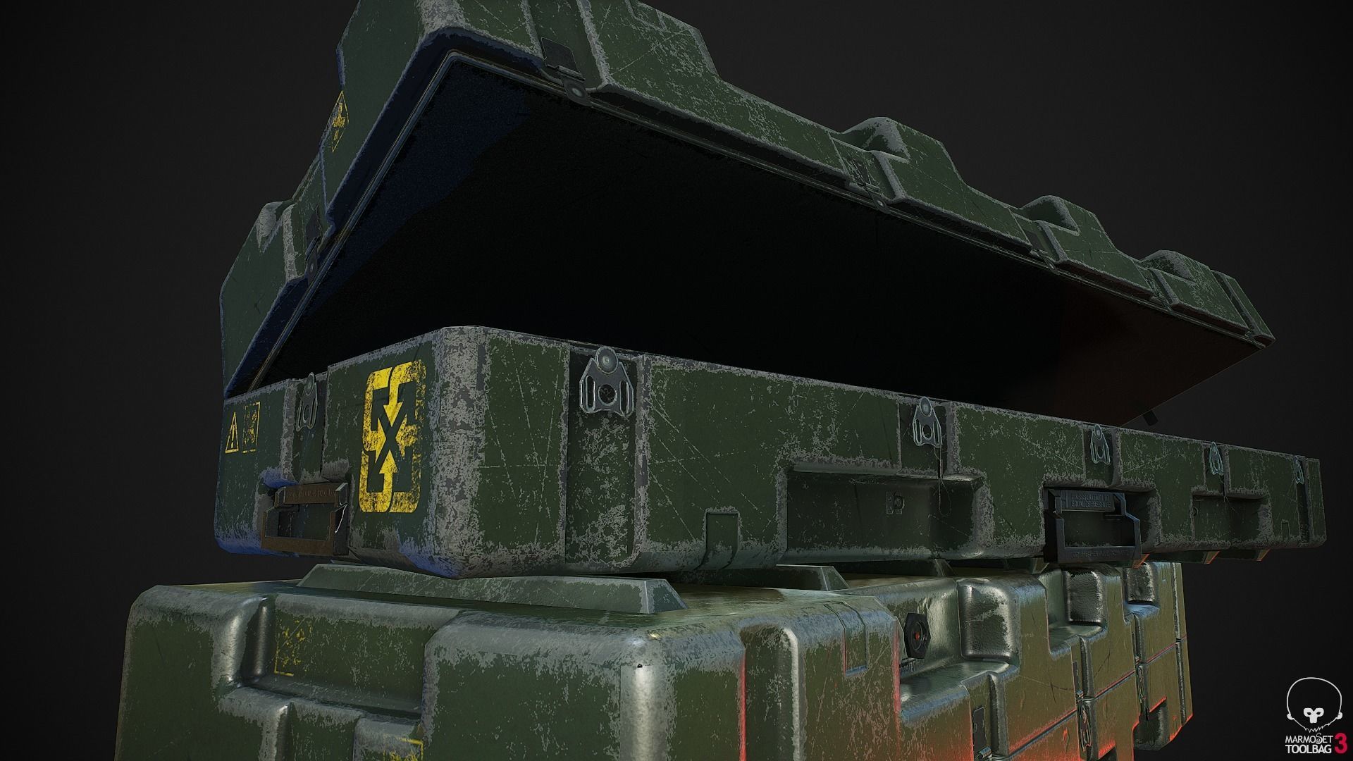 Military Weapon Supplies Crate - Gun pelican case Low-poly 3D model_15