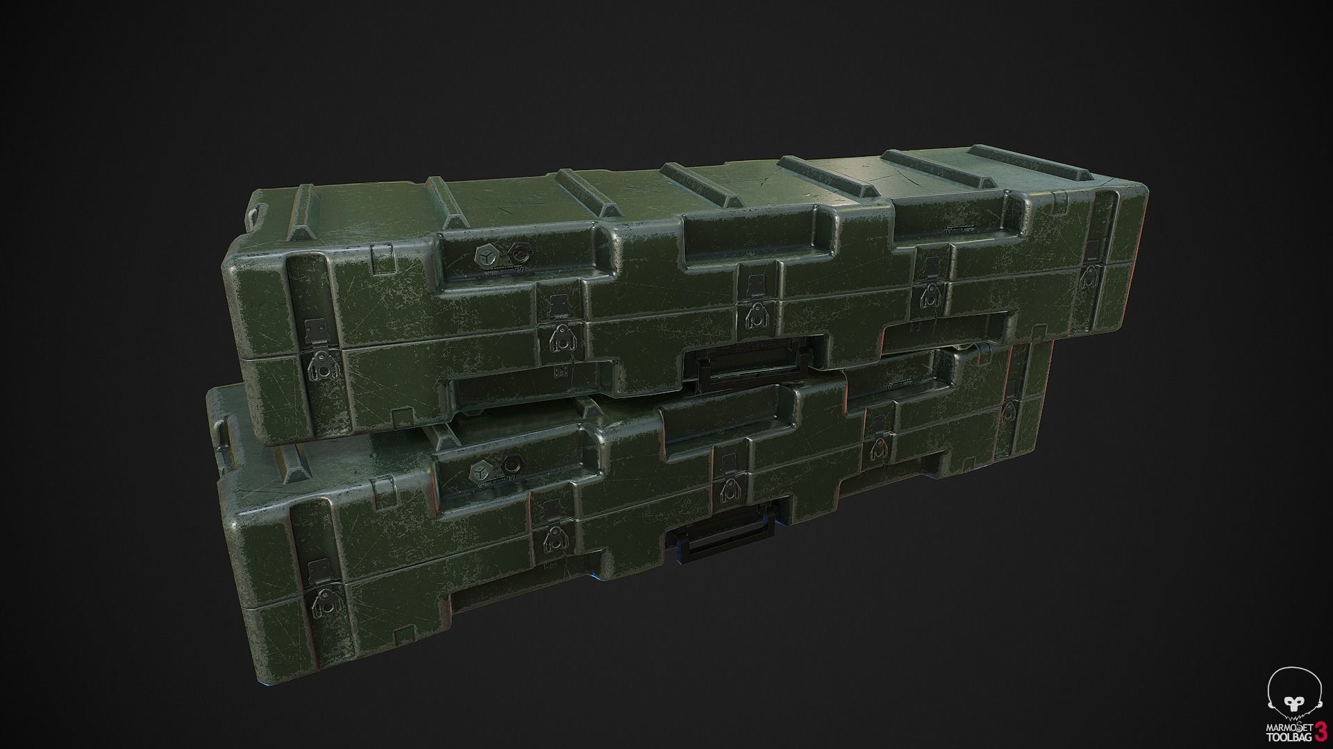 Military Weapon Supplies Crate - Gun pelican case Low-poly 3D model_11