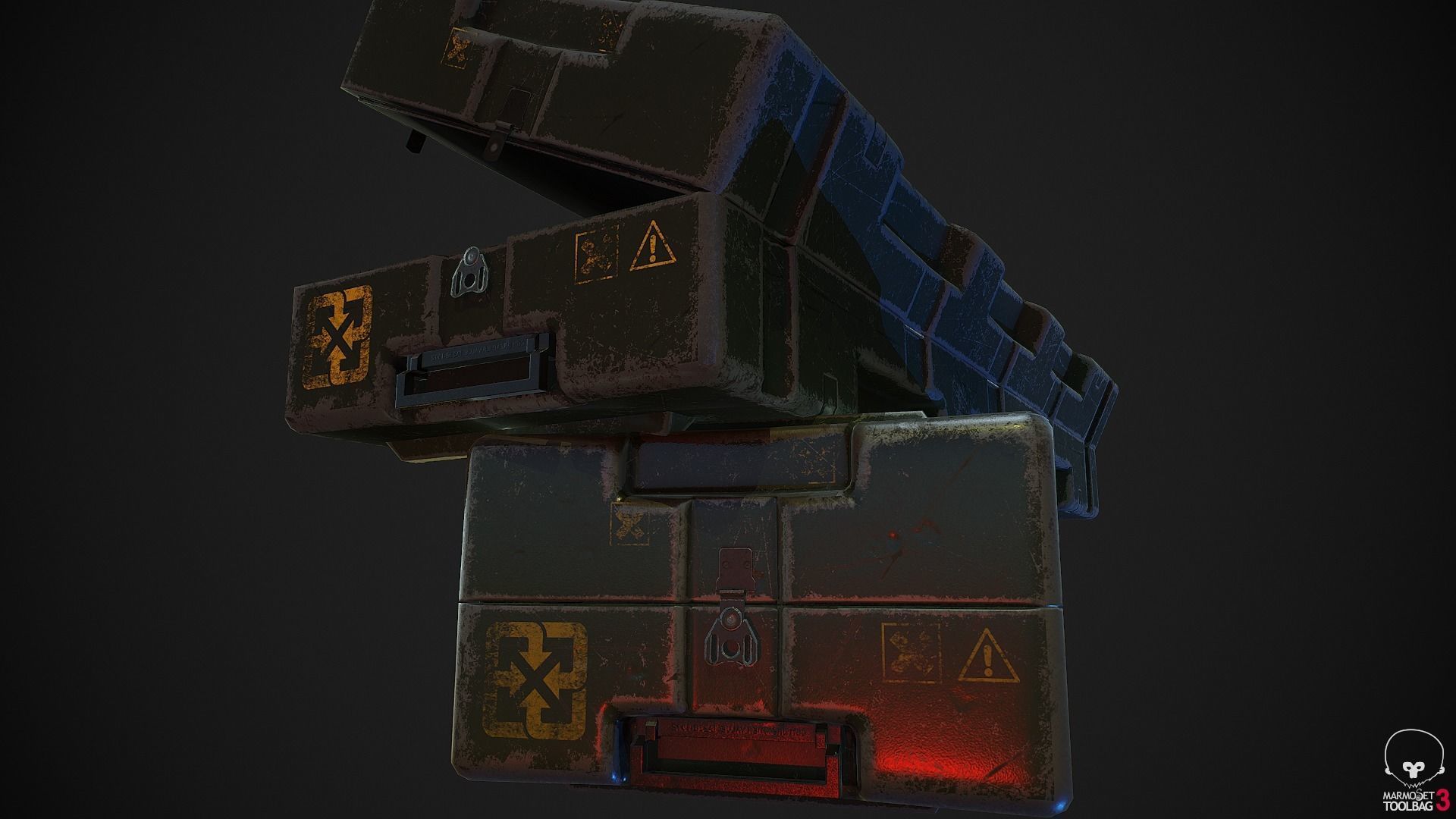 Military Weapon Supplies Crate - Gun pelican case Low-poly 3D model_17