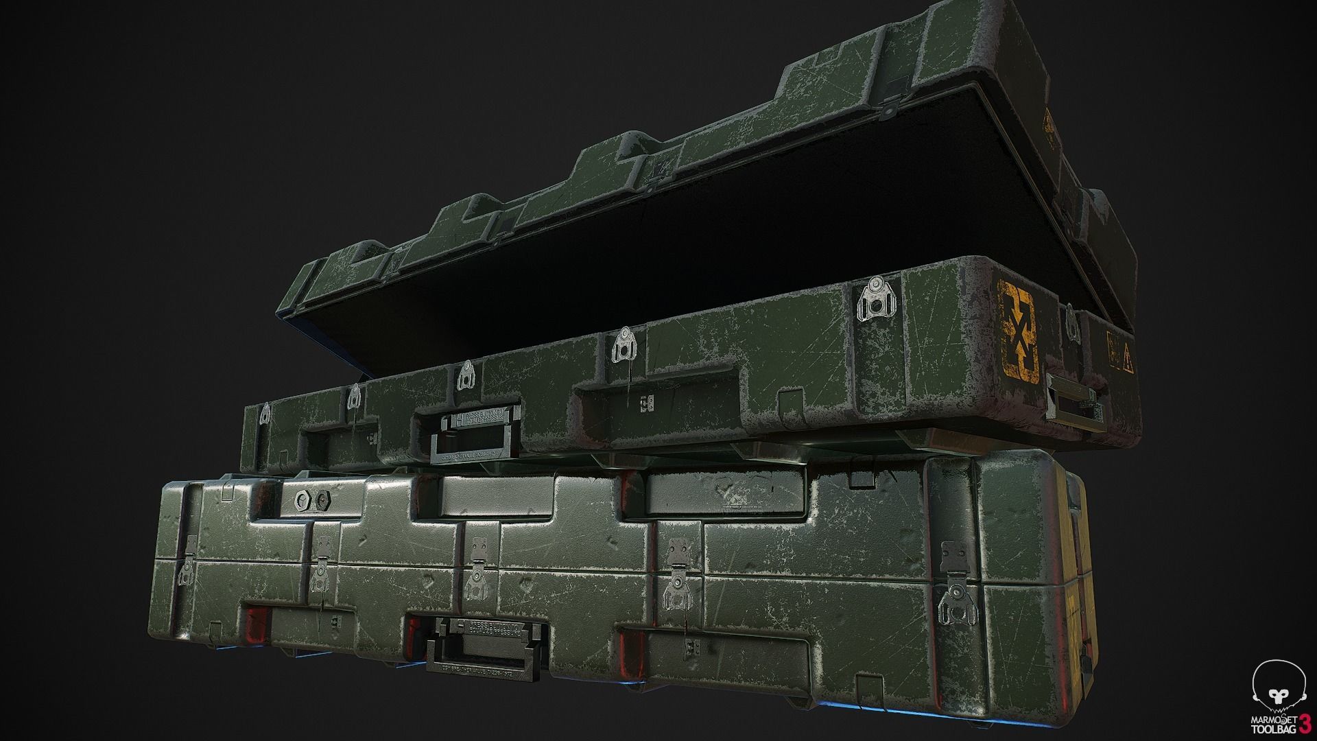 Military Weapon Supplies Crate - Gun pelican case Low-poly 3D model_13