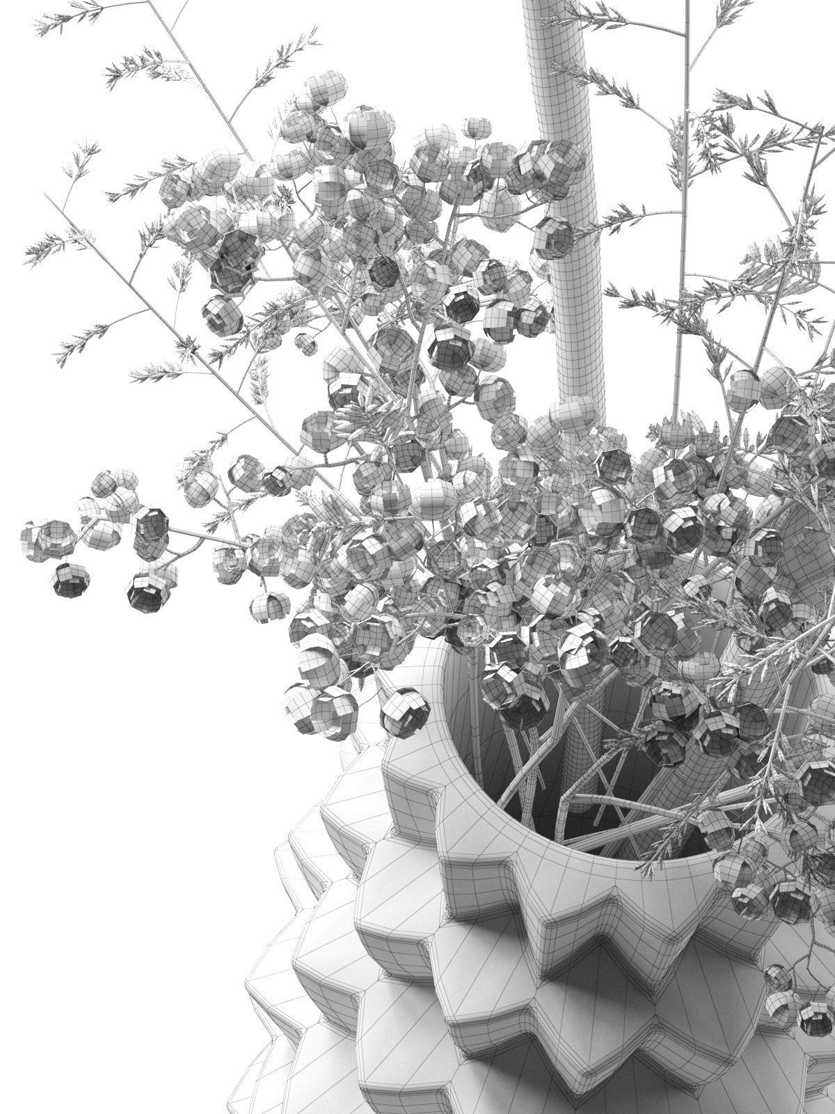 Vases with Echeveria 3D model_4