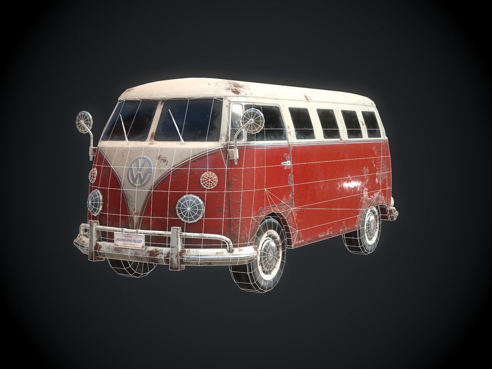 Classic VW Bus for Games Low-poly 3D model_10