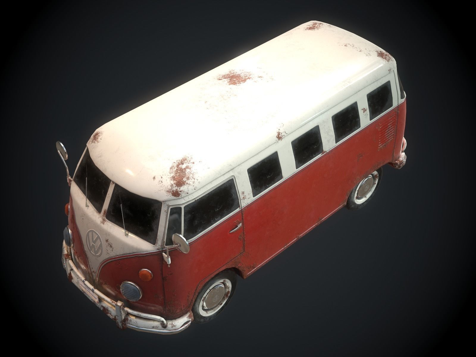 Classic VW Bus for Games Low-poly 3D model_5