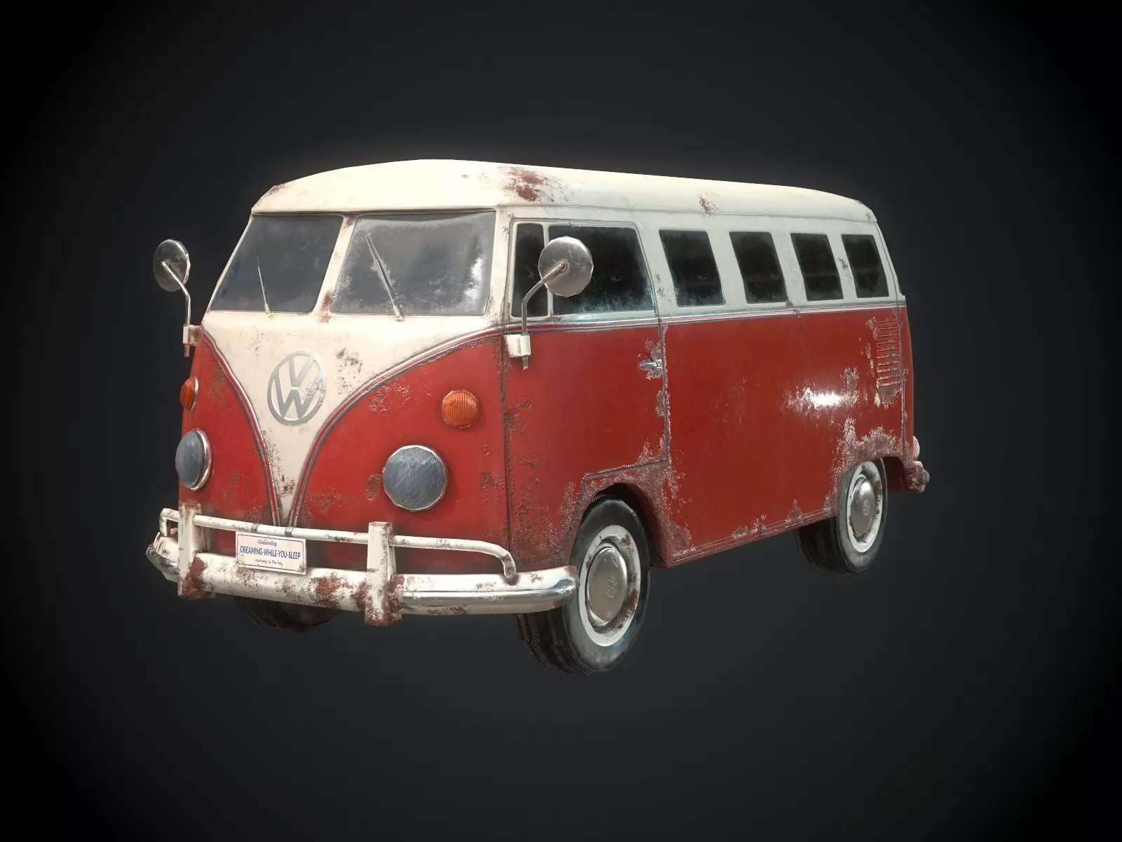 Classic VW Bus for Games Low-poly 3D model_0