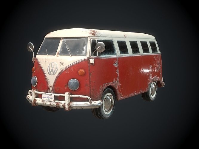 Classic VW Bus for Games Low-poly 3D model