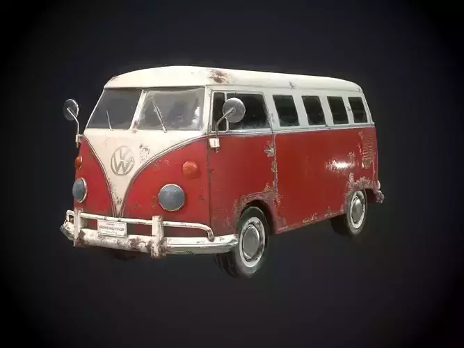 Classic VW Bus for Games Low-poly 3D model