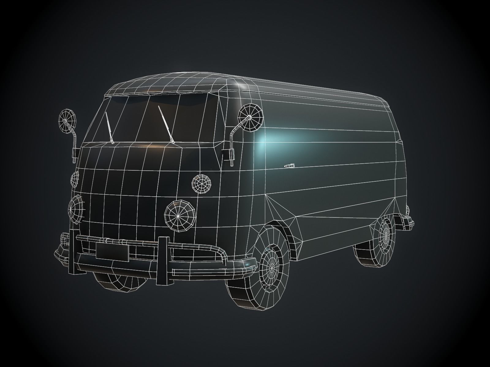 Classic VW Bus for Games Low-poly 3D model_11