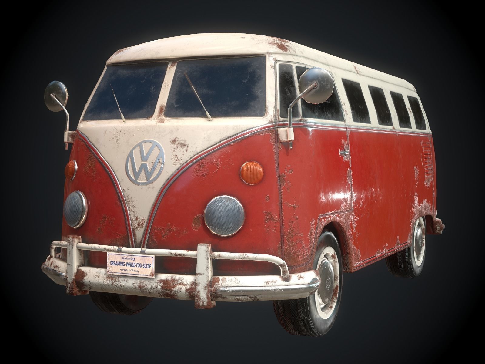 Classic VW Bus for Games Low-poly 3D model_4
