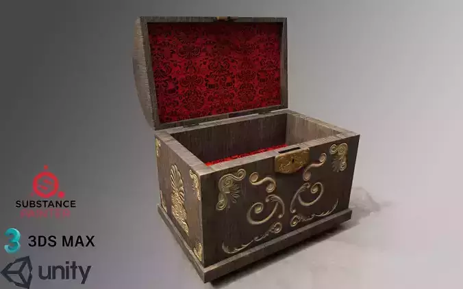 Medieval chest with ornaments Free low-poly 3D model