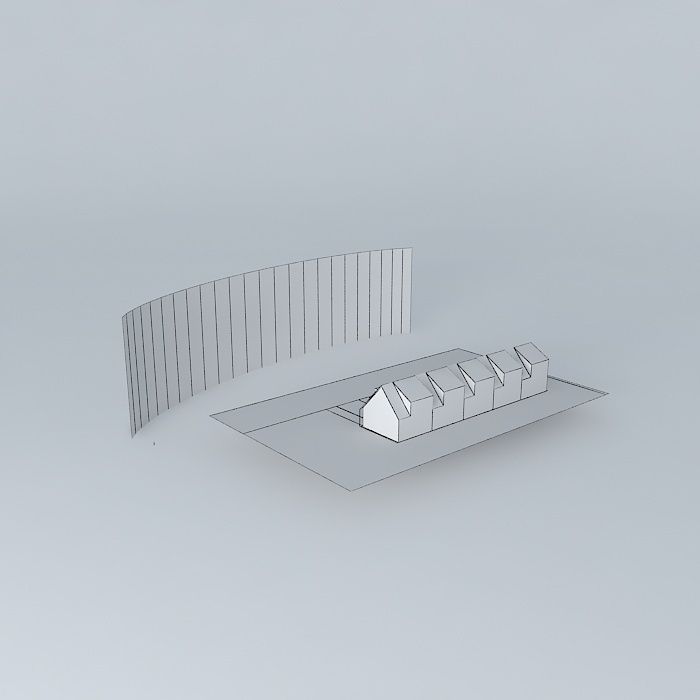 Terraced houses Free 3D model_4