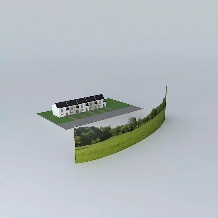 Terraced houses Free 3D model_0