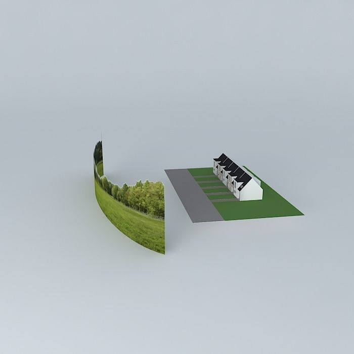 Terraced houses Free 3D model_2