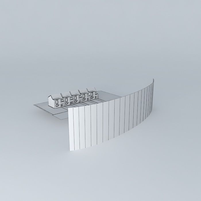 Terraced houses Free 3D model_3