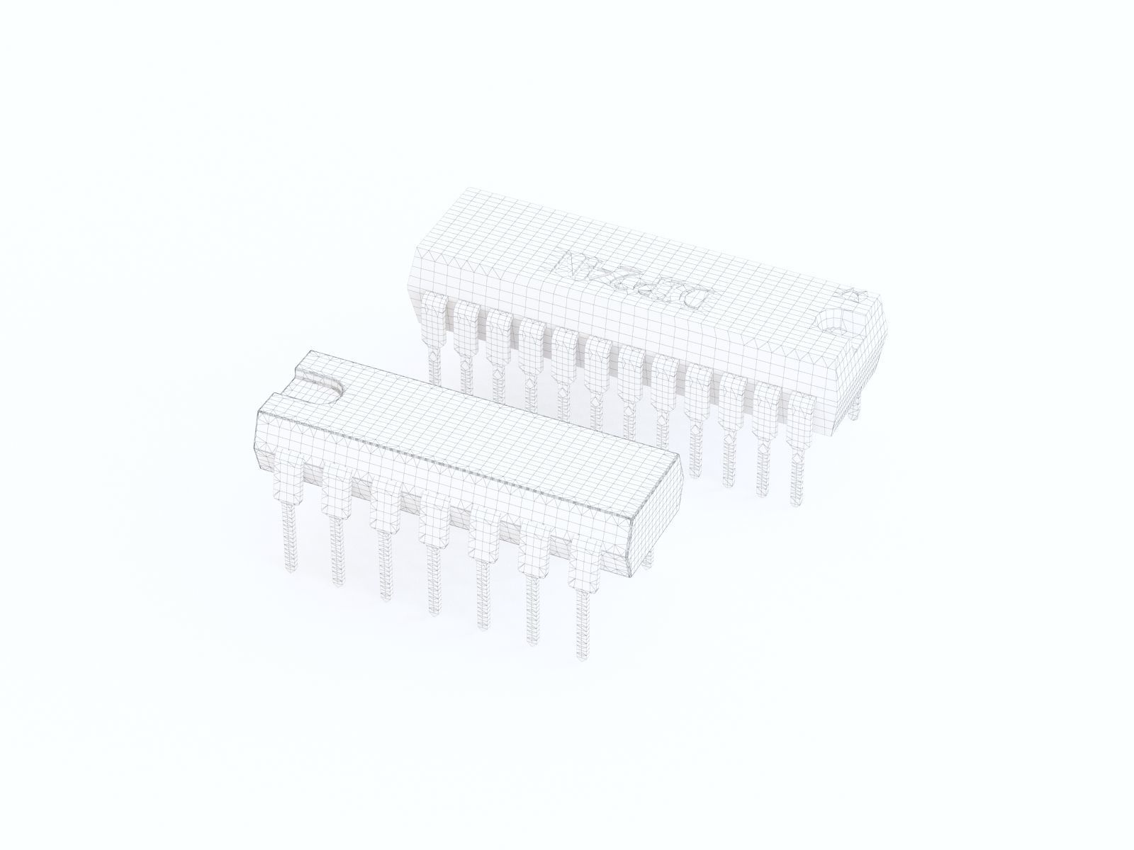 Microchip two electronic components 3D model_1