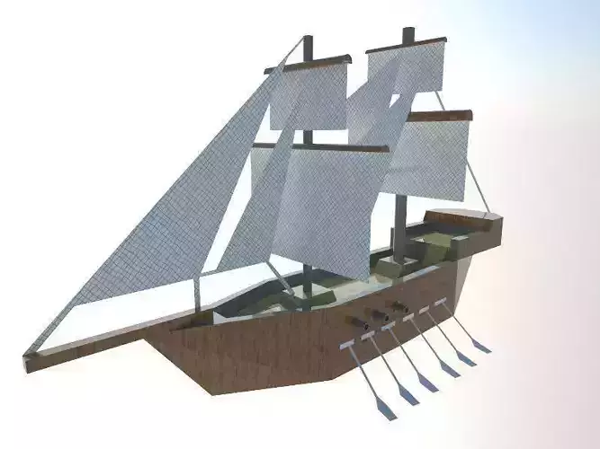 Ship- wooden sailing ship with sails
