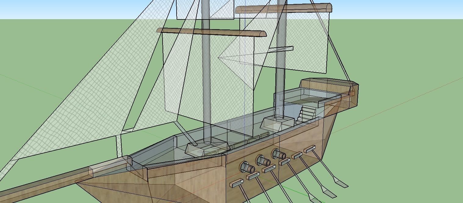 Ship- wooden sailing ship with sails Free low-poly 3D model_3