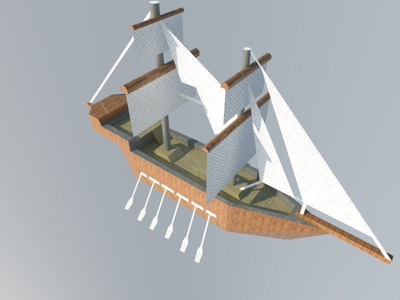 Ship- wooden sailing ship with sails Free low-poly 3D model_4