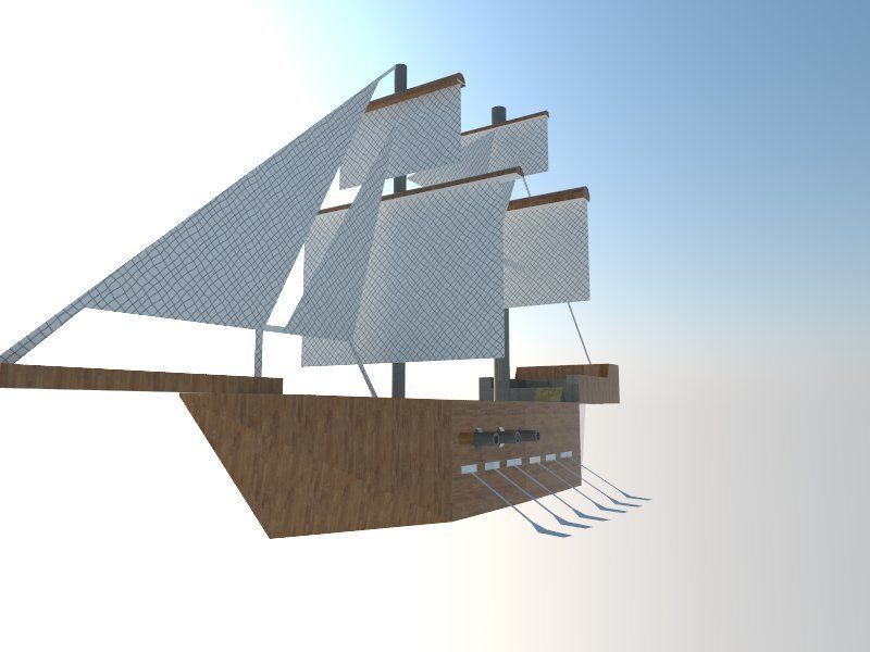 Ship- wooden sailing ship with sails Free low-poly 3D model_2
