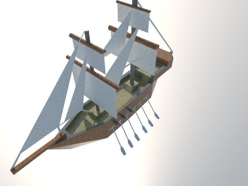Ship- wooden sailing ship with sails Free low-poly 3D model_5