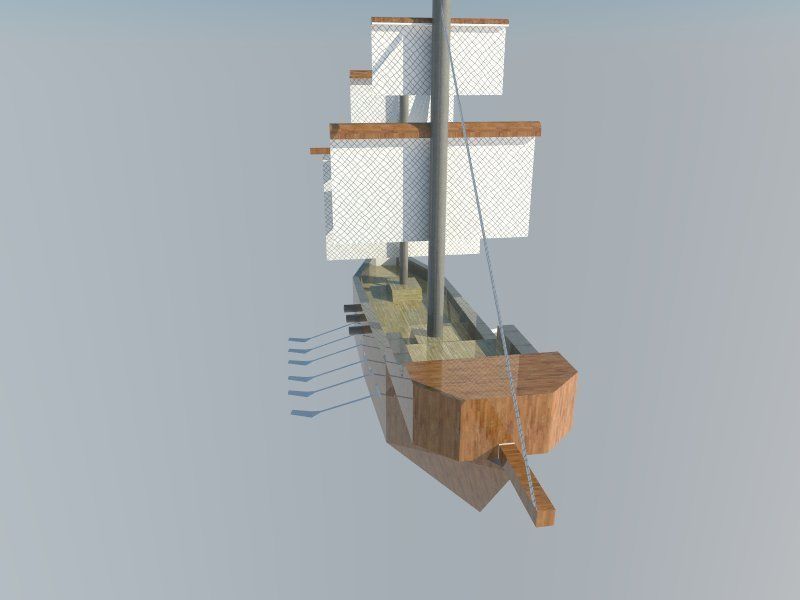 Ship- wooden sailing ship with sails Free low-poly 3D model_6