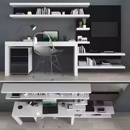 Tv stand and workzone Low-poly 3D model