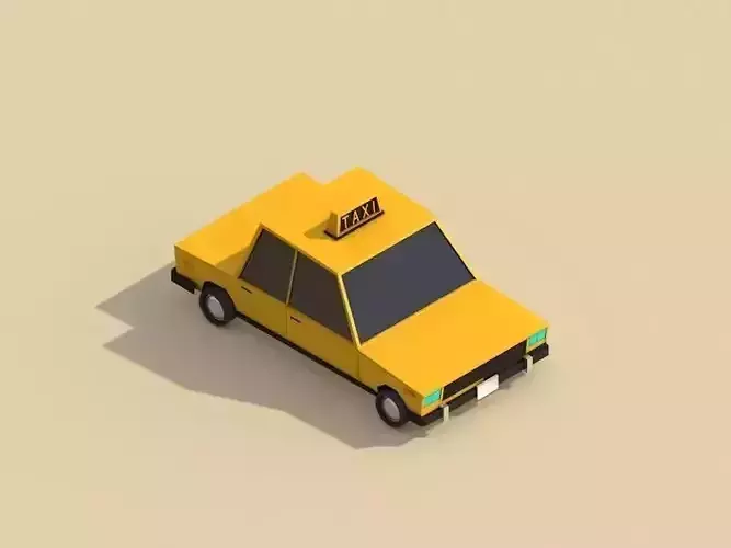Cartoon Low Poly Taxi