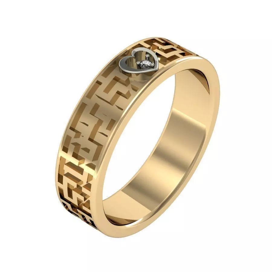 labyrinth of love wedding ring 3D print model