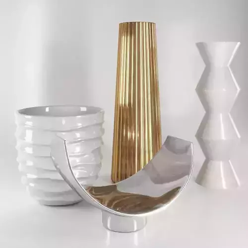 Decorative Set 1 three vases and gold vase