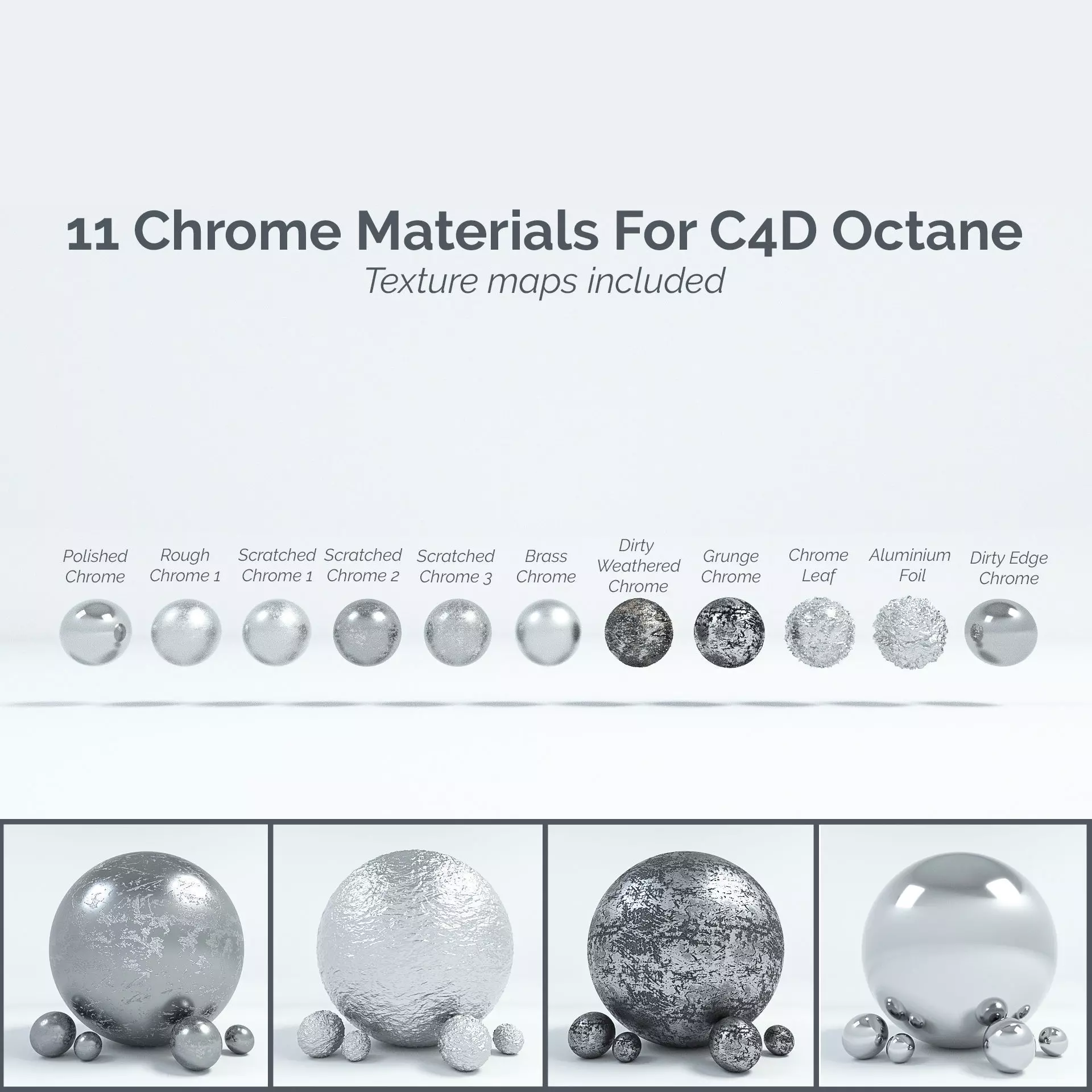 11 Chrome Materials for C4D Octane render Texture_0