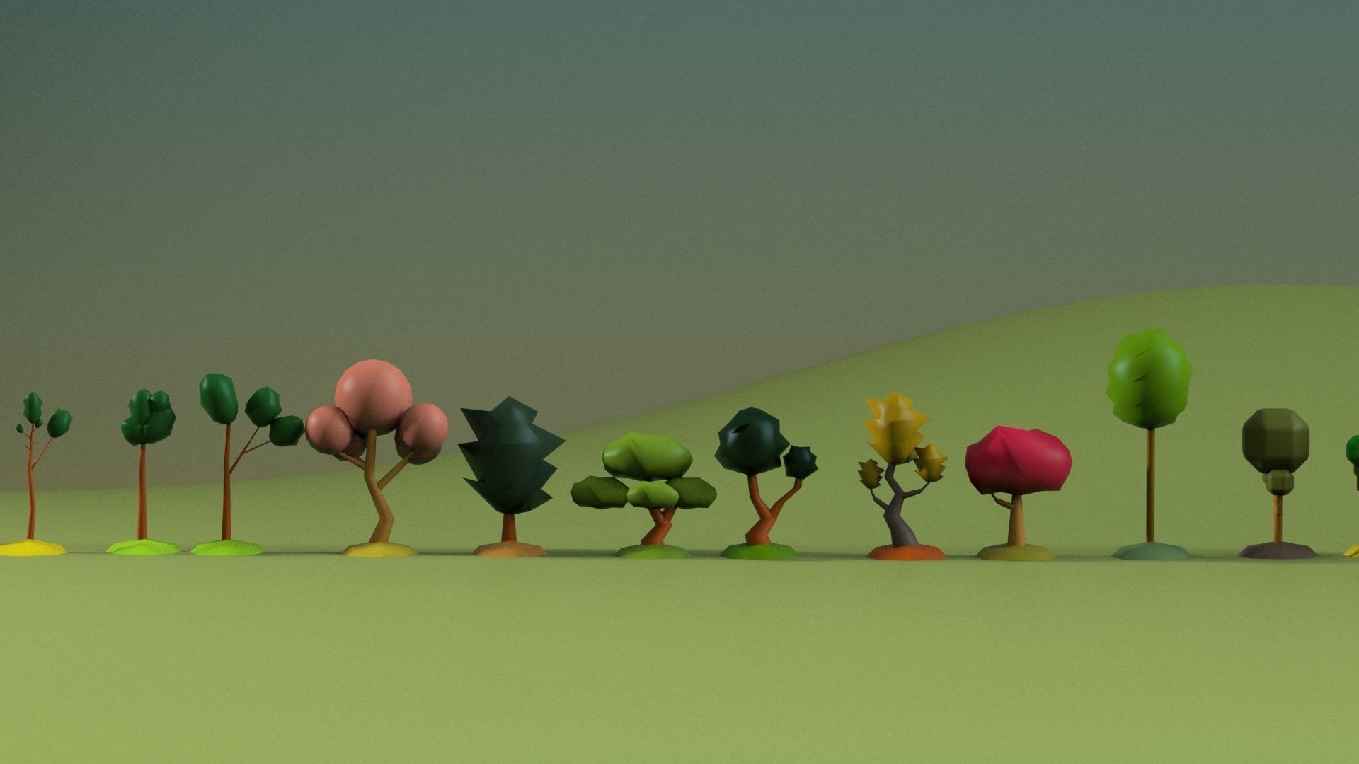 Low Poly tree pack Low-poly 3D model_4