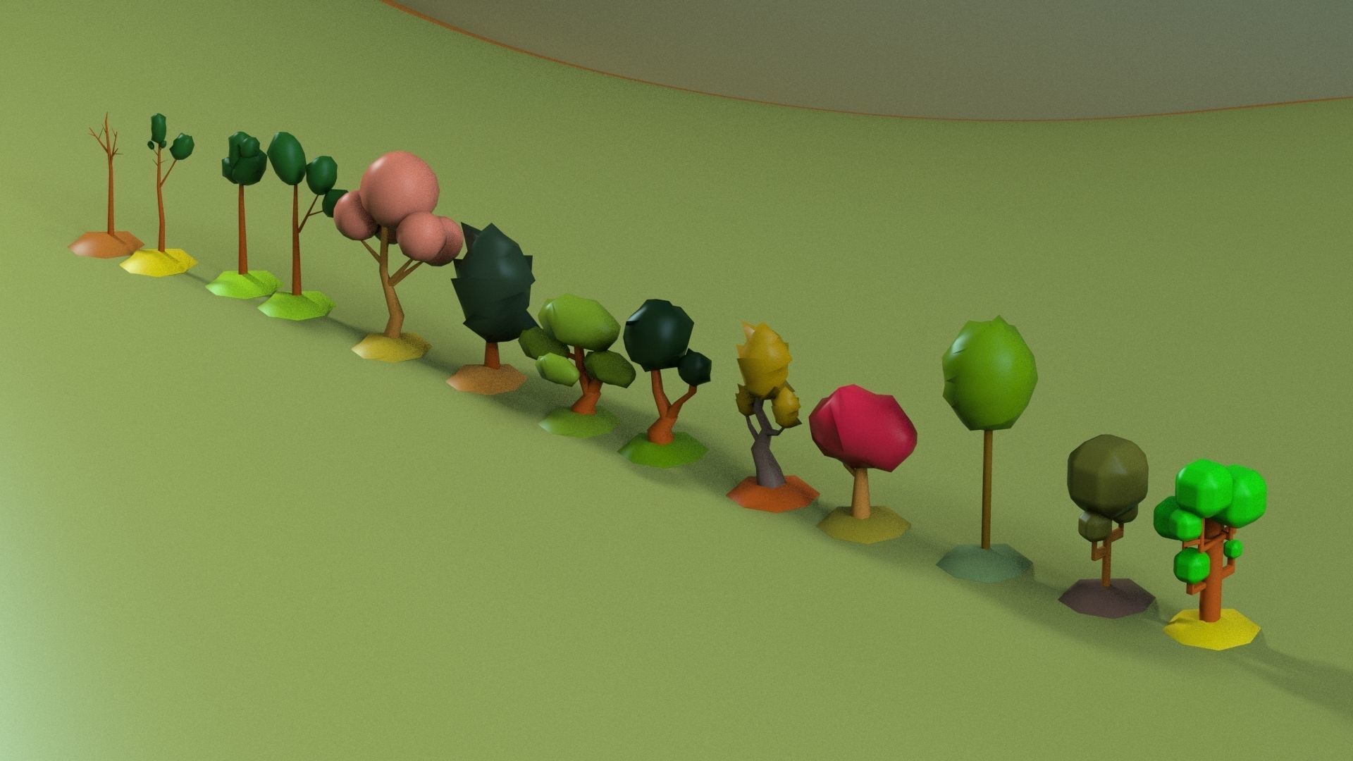 Low Poly tree pack Low-poly 3D model_2