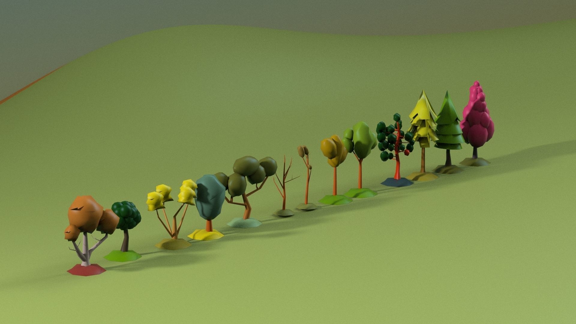 Low Poly tree Big collection Low-poly 3D model_14