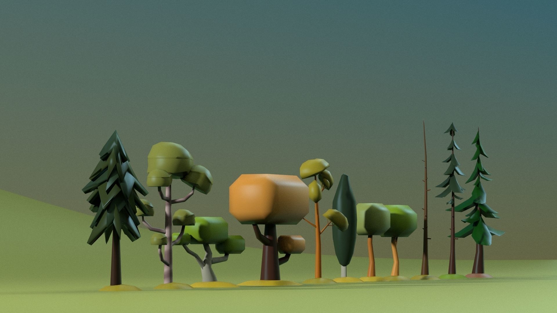 Low Poly tree Big collection Low-poly 3D model_9