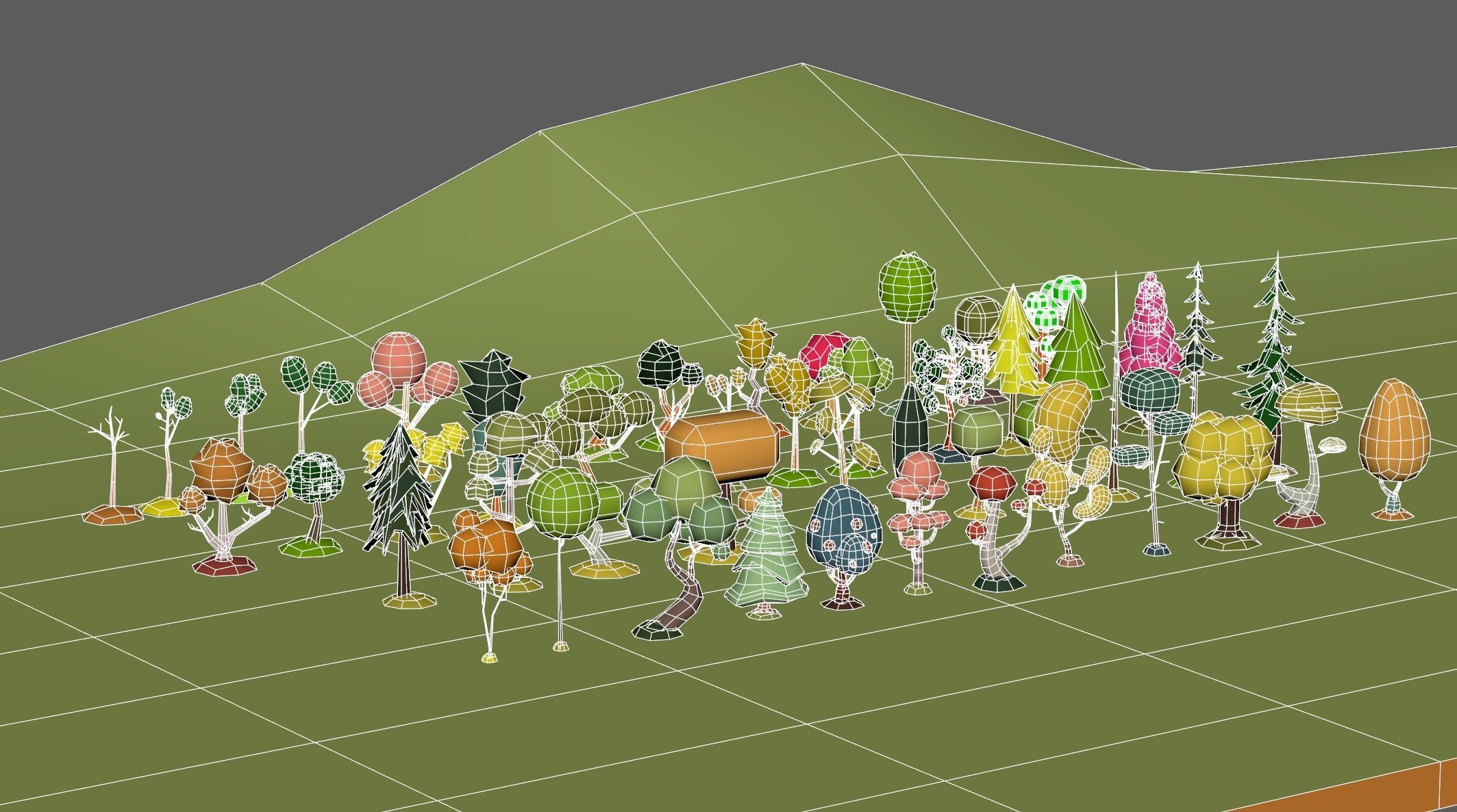 Low Poly tree Big collection Low-poly 3D model_7