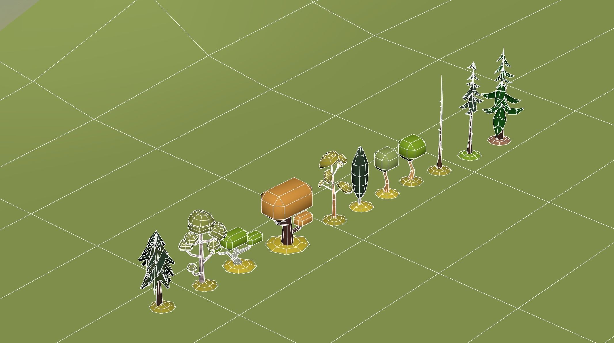 Low Poly tree Big collection Low-poly 3D model_12